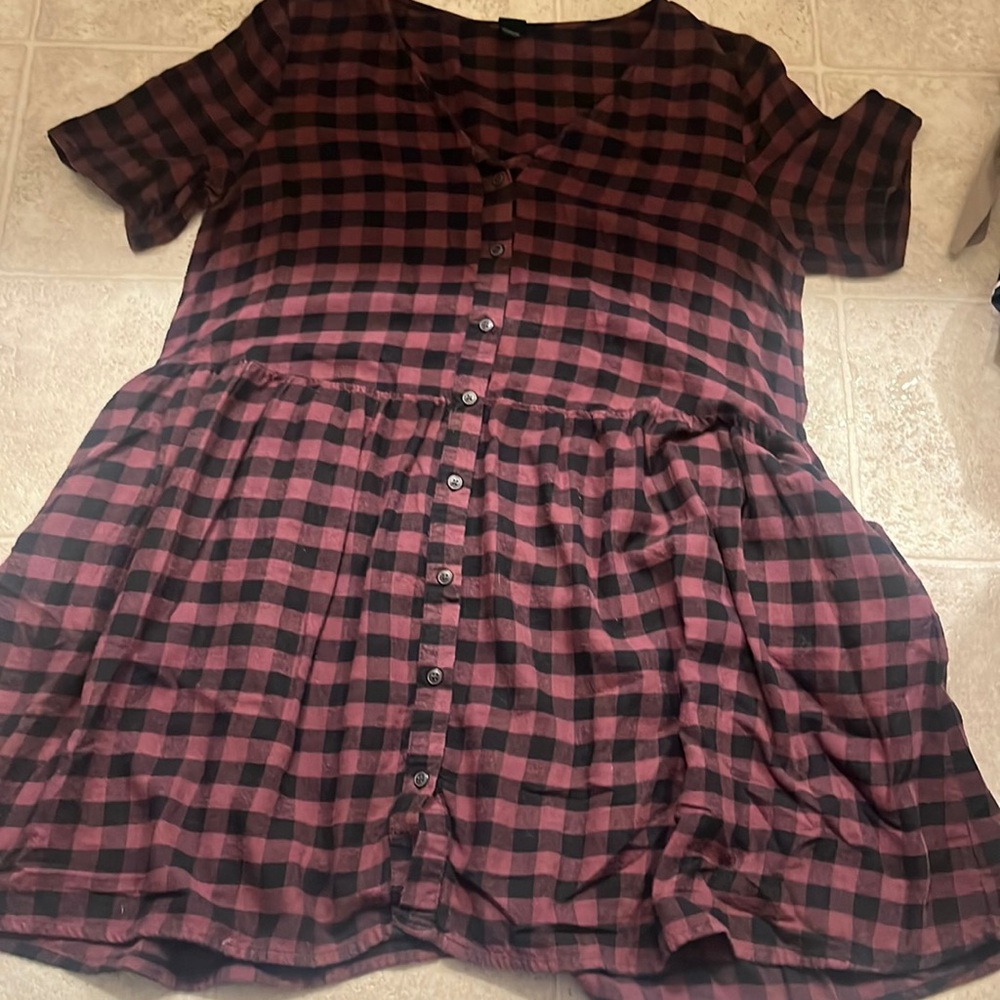 Flannel baby doll dress with pockets